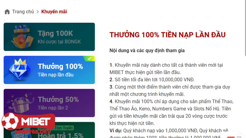 Mibet có những chính sách khuyến mãi người chơi nào? 5 Các sự kiện khuyến mãi Mibet theo dịp đặc biệt