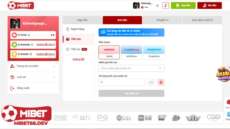 Rút tiền Mibet 2 Các phương thức rút tiền Mibet mới nhất 2025